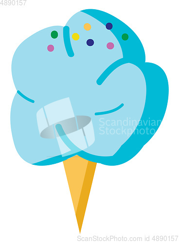 Image of Blue cotton candy with colorfull sprinkles vector illsutration o