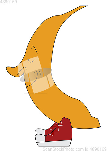 Image of Banana in sneakers with a big nose print vector on white backgro