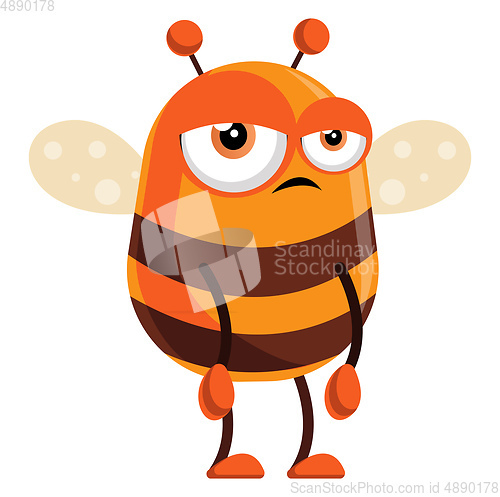 Image of Bee is bored, illustration, vector on white background.