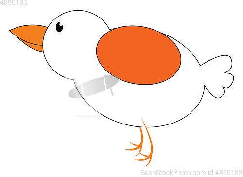Image of Drawing of a cartoon white-bird set on isolated white background