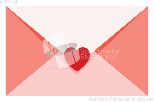 Image of Love letter in pink envelope, vector or color illustration.