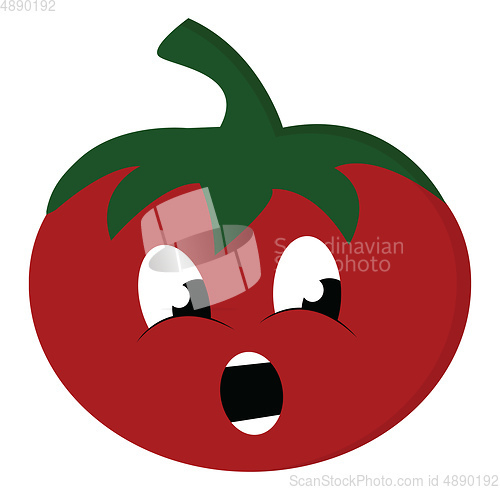 Image of Emoji of an astonished tomato, vector or color illustration. 