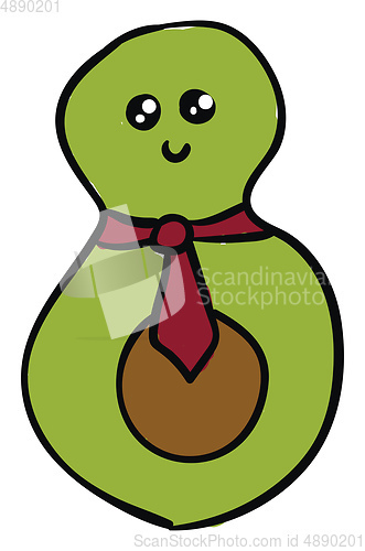 Image of Image of angry avocado with tie, vector or color illustration.