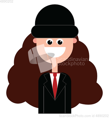 Image of Girl in suit, vector or color illustration.