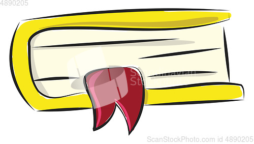 Image of A color illustration of a yellow book with a bookmark, vector or