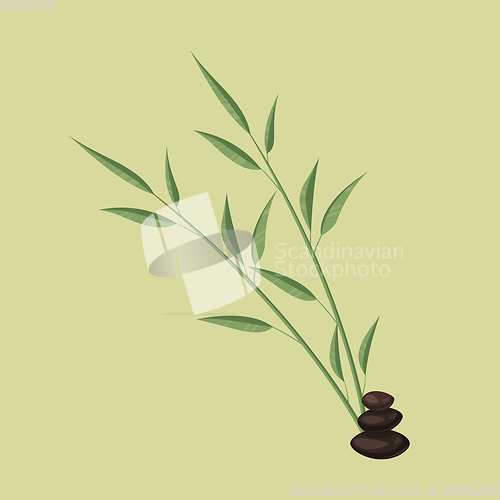 Image of Stem of leaves with rocks, vector or color illustration.