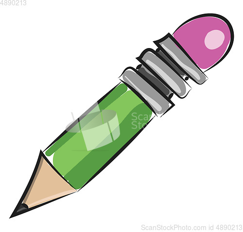 Image of Green small pencil, vector or color illustration.
