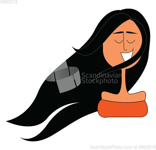 Image of Image of girl with hair, vector or color illustration.