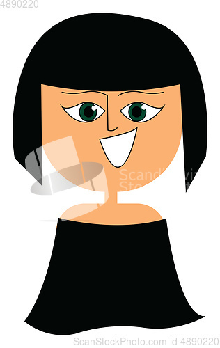 Image of Black hair girl, vector or color illustration.