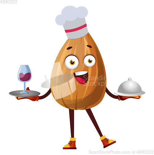 Image of Almond working as a chef in a restaurant, illustration, vector o