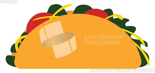 Image of Taco with filling, vector or color illustration.