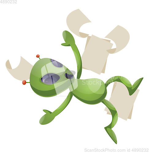 Image of Falling alien, illustration, vector on white background.