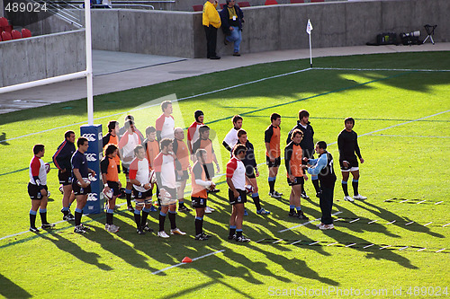 Image of USA Eagles vs Uruguay National Rugby Game - Players Warming Up