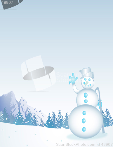 Image of Frosty Scene with Snowman