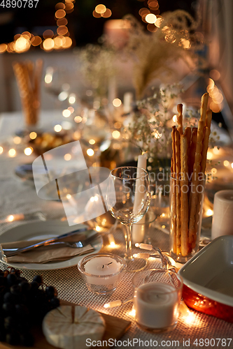 Image of dinner party table serving at home