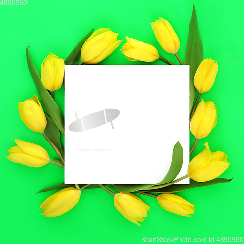 Image of Spring Tulip Flower Abstract Square Shaped Wreath  