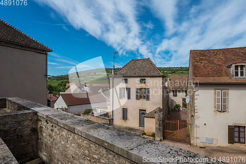 Image of MEURSAULT, BURGUNDY, FRANCE- JULY 9, 2020: Typical living houses in Meursault