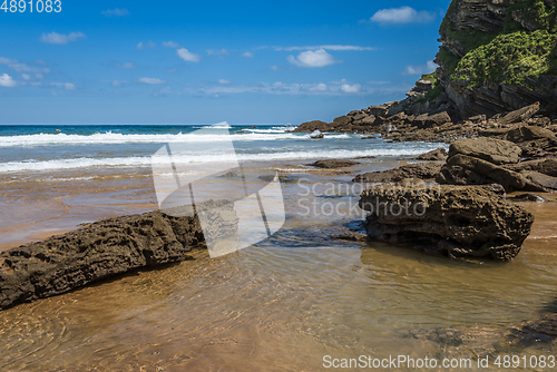 Image of Seaview on a beautiful summer day in Zarautz, Spain