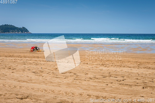 Image of Lifeguards seats on the beach near the ocean