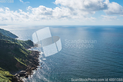 Image of Aerial view of San Sebastiancliff, Donostia, Spain on a beautiful summer day