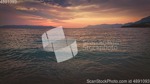 Image of View of beautiful sunset above the Adriatic sea