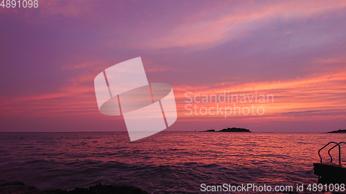 Image of View of beautiful sunset above the Adriatic sea