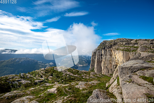 Image of Pulpit Rock Preikestolen Beautiful Nature Norway