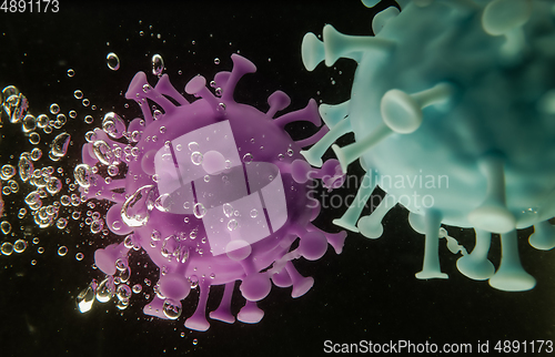 Image of COVID-19 pandemic Microscope virus molecule macro close-up.