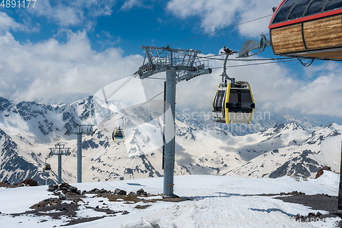 Image of Cable car over ski valley