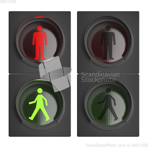 Image of Two sets of pedestrian traffic lights