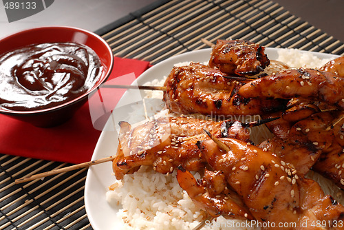 Image of Grilled chicken satay with rice