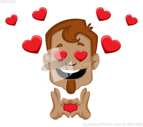 Image of Human emoji feeling in love, illustration, vector on white backg
