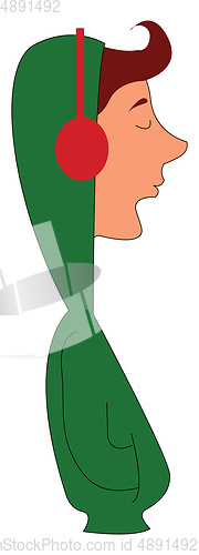 Image of Red color headphone, vector or color illustration.