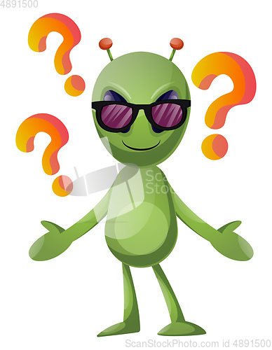 Image of Questioning alien, illustration, vector on white background.