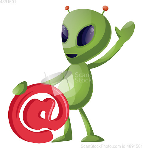 Image of Waving alien, illustration, vector on white background.