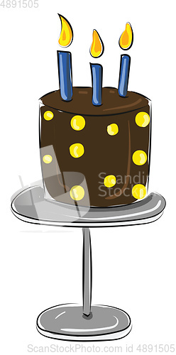 Image of Image of cake with stand, vector or color illustration.