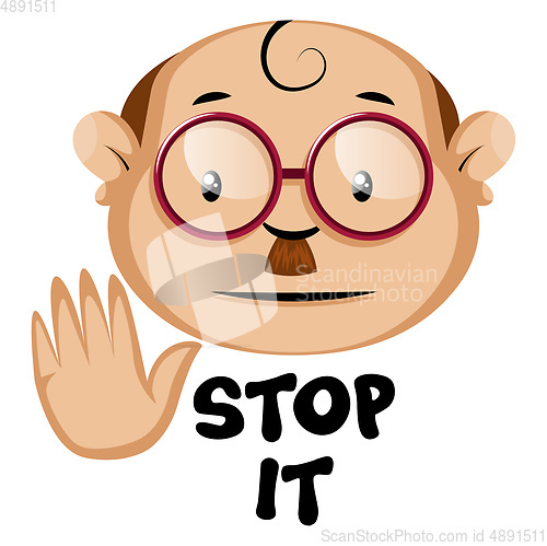 Image of Funny human caracter with stop it sign, illustration, vector on 