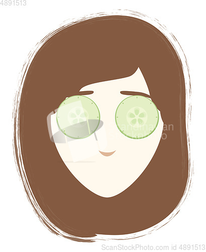 Image of Girl with mask, vector or color illustration.