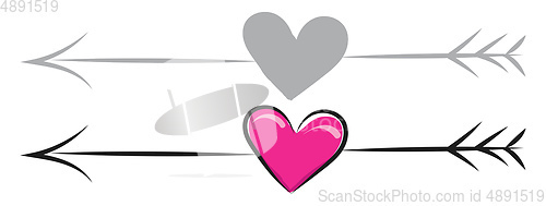 Image of heart with arrow, vector or color illustration.