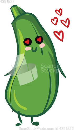 Image of Romantic zucchini, vector or color illustration.