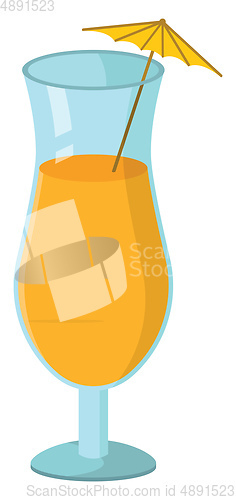 Image of Orange juice in blue glass, vector or color illustration.