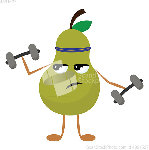 Image of Sport loving pear, vector or color illustration.