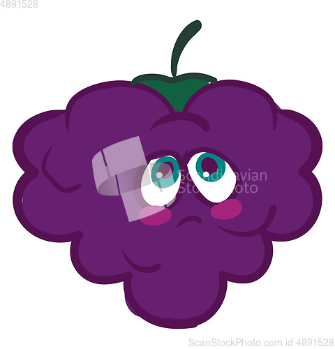 Image of A melancholic blackberry, vector or color illustration.