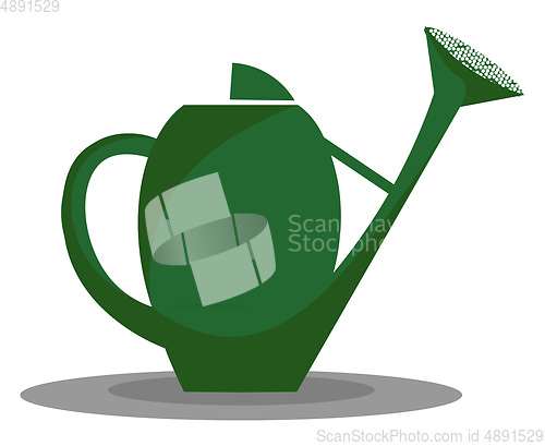 Image of A green-colored watering pot with a long spout and a detachable 