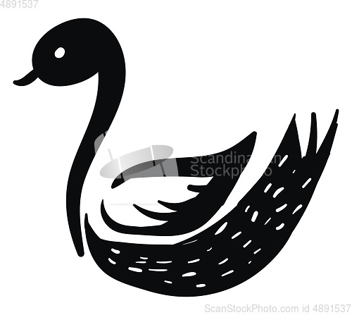 Image of Swan silhouette image/Black swan over white background viewed fr