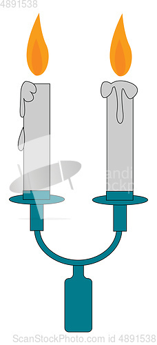 Image of Image of two candles on stand, vector or color illustration.