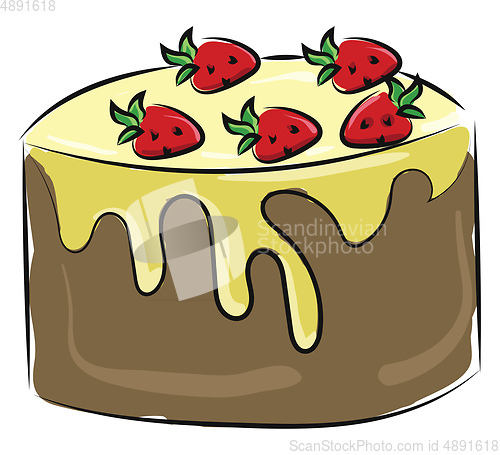 Image of Strawberry cake, vector or color illustration.