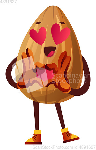 Image of Little almond is so in love, illustration, vector on white backg