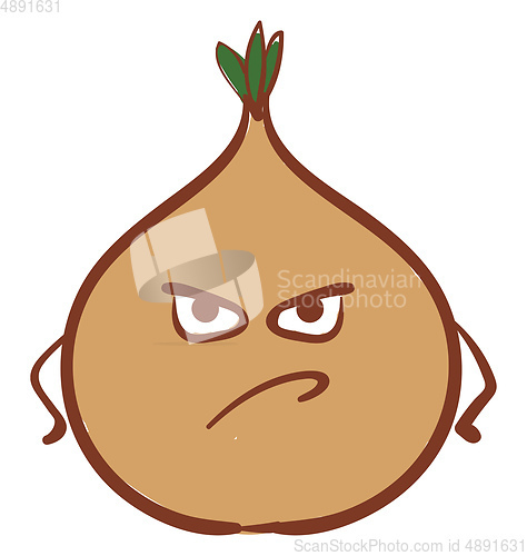 Image of Angry onion, vector or color illustration.