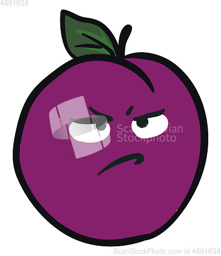 Image of Pissed off plum, vector or color illustration.